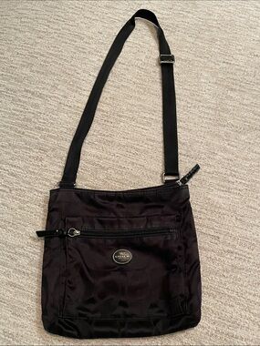 Coach Black Nylon Crossbody Bag Adjustable Strap Zip Closure